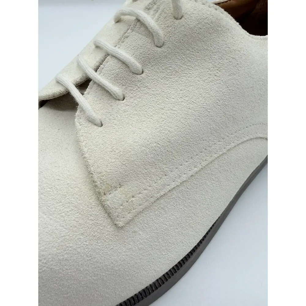 Salvatore Ferragamo Suede Derby Shoes Men 9 D Vibram Sole Italy Cream Beige GOOD